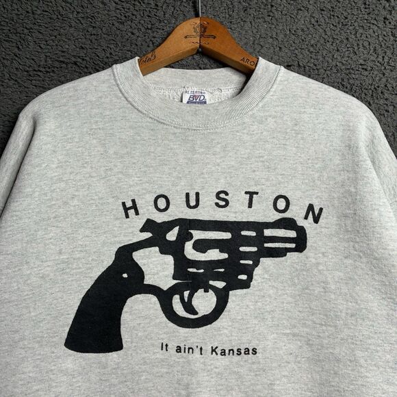 Vintage 90s Houston This Ain’t Kansas Gun Crewneck Sweatshirt Men’s XL USA Made - Picture 1 of 12